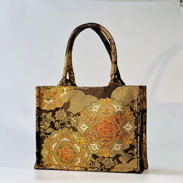 西阵织托特包包新中式包包轻奢女包贵气风宝相花大气百搭包包女士