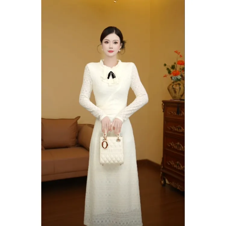 【利姐专属】【加绒加厚】时尚赫本风设计感名媛气质收腰连衣裙JT0247