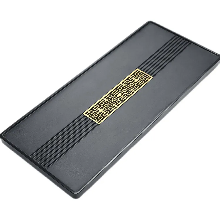 黑金石茶盘长方形家用茶托盘高档茶具适用于客厅办公室功夫茶台