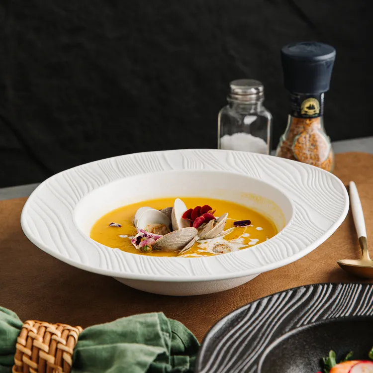 意大利面汤盘子浓汤盘沙拉盘草帽盘菜盘创意餐厅深盘陶瓷西式餐具