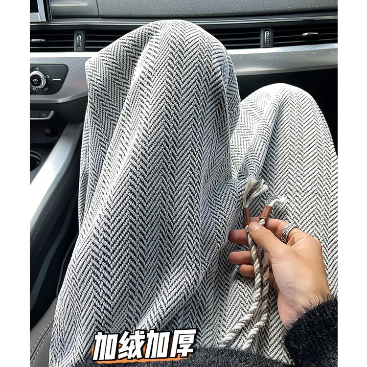 满天星小香风裤子男冬季加绒加厚重磅卫裤宽松慵懒松弛感休闲长裤