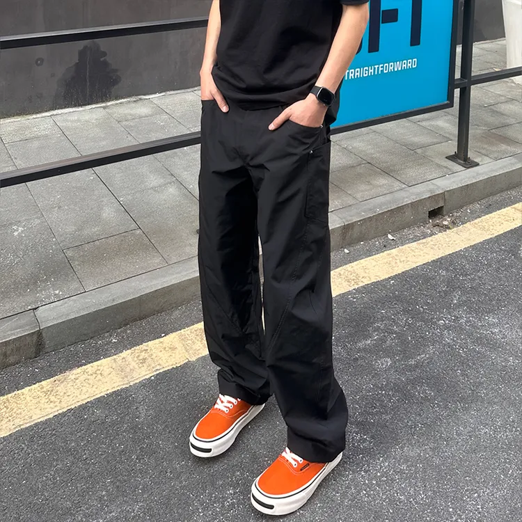 春秋户外运动裤男士夏季薄款宽松直筒冲锋长裤速干休闲裤弯刀裤