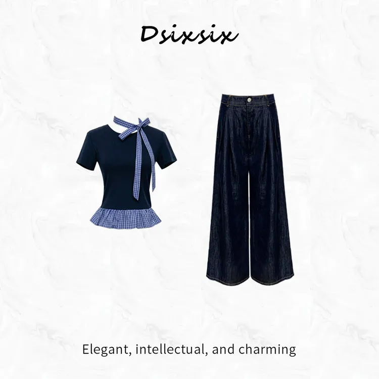 Cherry She【蓝影定格】原创 夏季新款高级设计感气质收腰显瘦套装