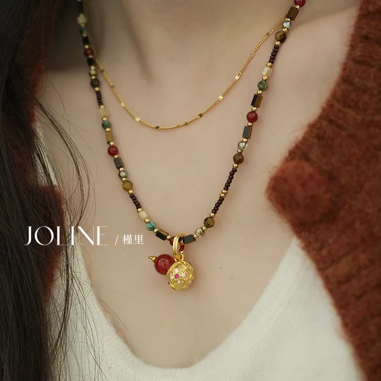 「锦时」长款葫芦毛衣链复古国风中式项链配饰毛衣