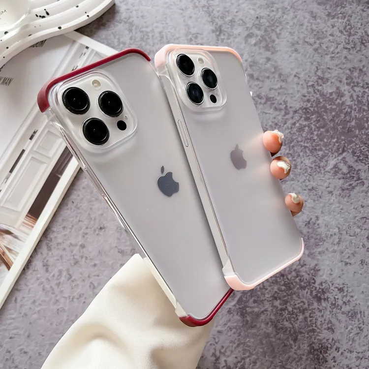 超薄无边框适用苹果16Pro手机壳iphone15Promax气囊防摔14/13简约