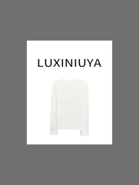 【LUXINIUYA】‘莱赛尔+羊毛’ 亲肤小标圆领弹力面膜感打底衫#QDS234