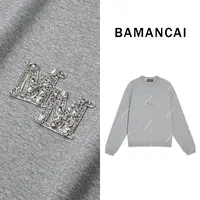 Bamancai-设计感小M字母重工缝钻百搭时尚新款潮款高端女套头卫衣