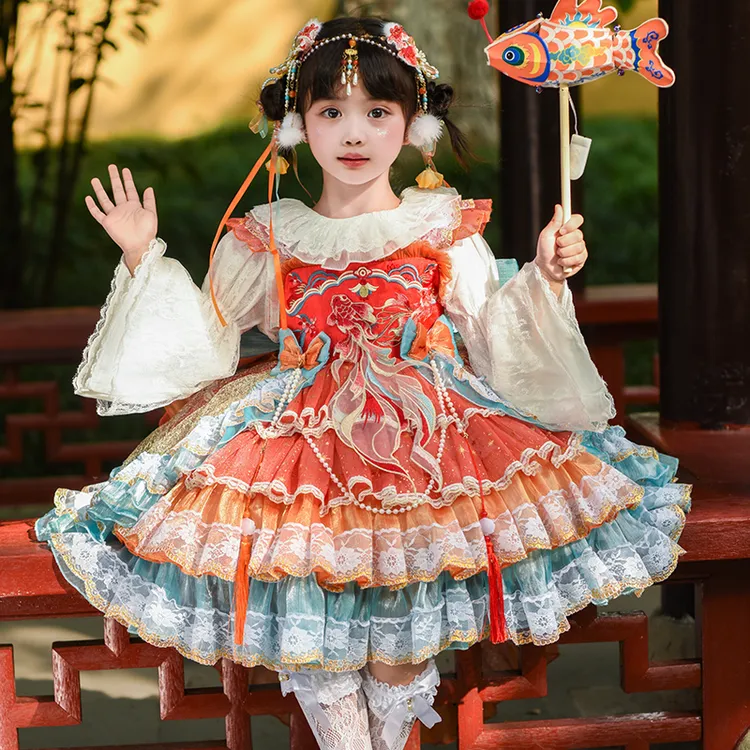 锦鲤公主Lolita新款儿童洛丽塔连衣裙中国风洋气日常周岁礼服春秋