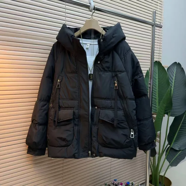 胖mm欧货时尚气质显瘦双拉链8016韩版轻奢连帽棉服外套