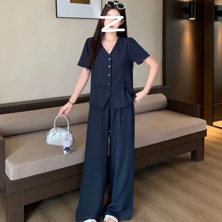 大码女装2025夏季新款休闲风显瘦胖妹妹短袖上衣洋气百搭两件套