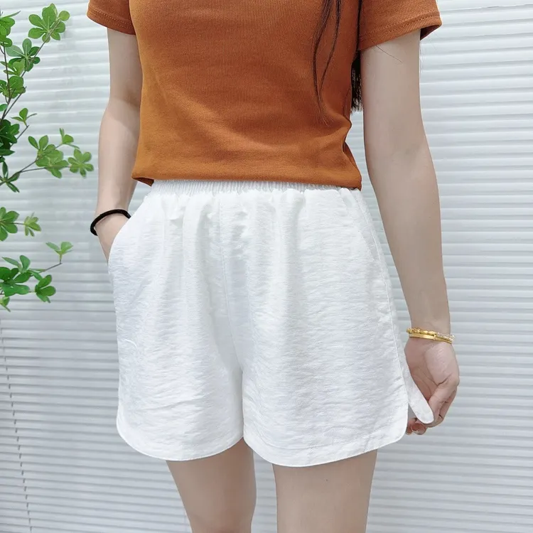 慵懒风宽松短裤白色女薄款亮丝速干小个子a字显瘦阔腿休闲热裤