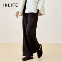 伊纳芙时尚女25冬季新款高腰显瘦直筒裤百搭阔腿裤长裤M49AK9308