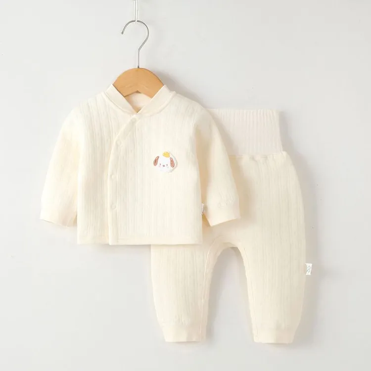 秋冬婴儿保暖套装男女宝宝分体睡衣儿童高腰护肚夹棉保暖秋衣秋裤