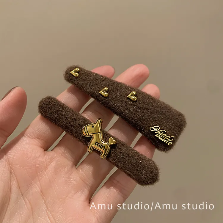 一对装~秋冬可爱小马爱心发夹女甜美前额碎发BB夹侧边刘海一字夹