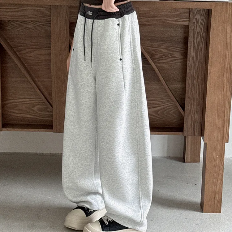 儿童秋装2025新款大女童装灰色裤子春秋款运动卫裤秋季阔腿直筒裤