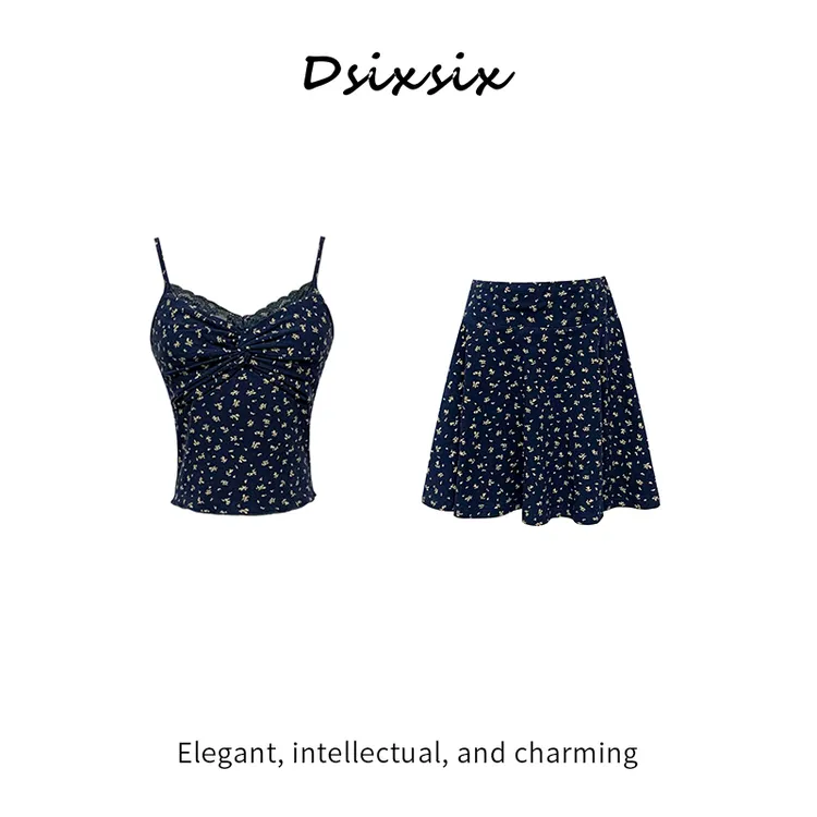 YeahMe-【慕时花期】夏日清凉休闲度假碎花吊带短裙百搭连衣裙夏款