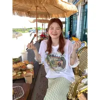 火火火【慵懒巴厘】韩版宽松印花设计短袖t恤T34435HH52