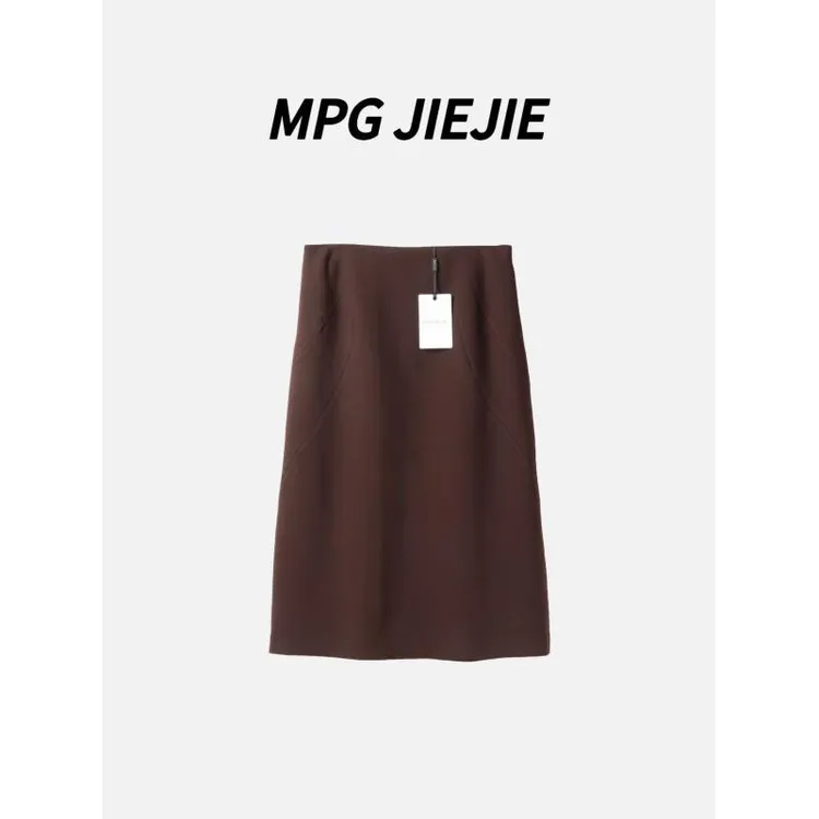 MPG JIEJIE【蚂蚁腰】25秋冬高腰加厚时尚休闲百搭女士黑色半身裙