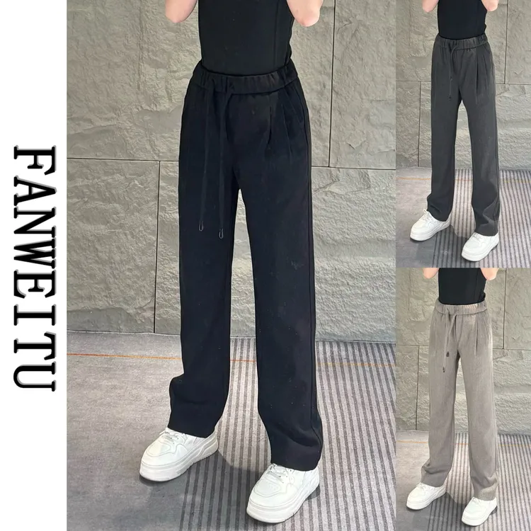 秋冬男士新款高端羊毛混纺直筒宽松休闲裤垂感百搭亲肤长裤6903