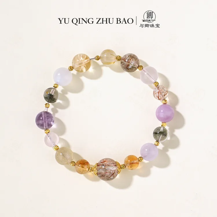 【妙愿】与卿珠宝 黑金超七+黄塔晶+金发晶+莫粉+巴西紫水绿幽灵