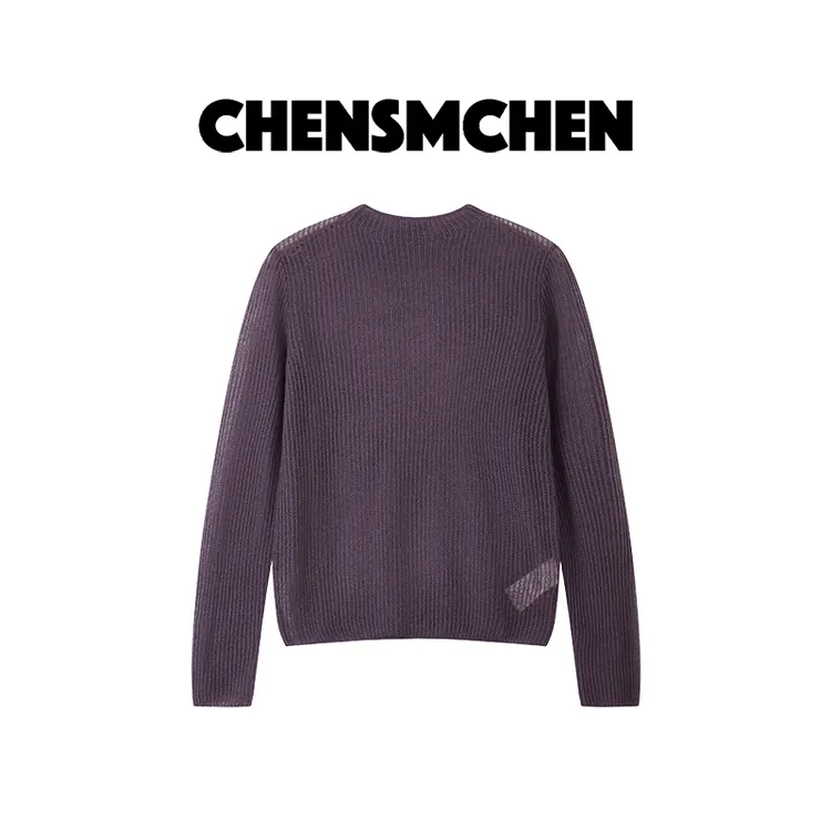 CHENSMCHEN 山羊绒康赛妮镂空针织衫女时尚百搭显瘦上衣CSZ8279SL