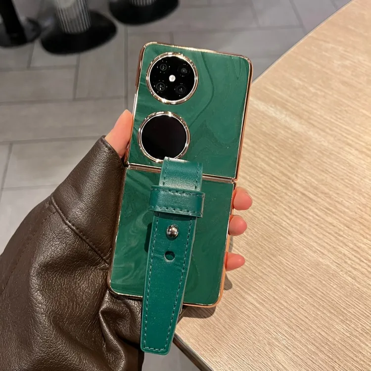 适用于华为Pocket2手机壳电镀流光纹腕带款p50pocket时尚潮流外壳