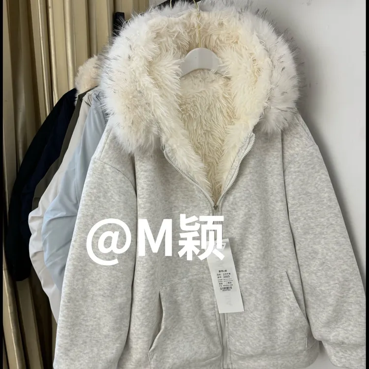 墨厚绒～简约风百搭厚绒毛领可拆外套2553