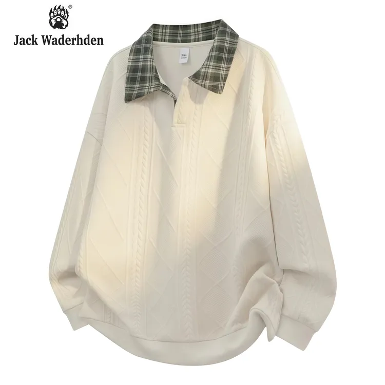 Jack Waderhden美式提花长袖卫衣男士春秋宽松百搭肌理高级感上衣