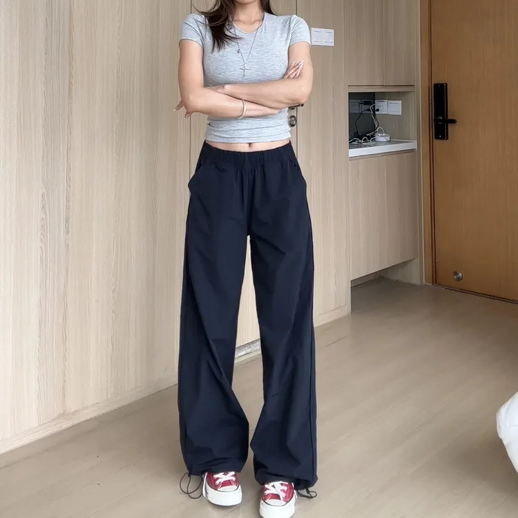 防晒弯刀裤工装裤2025夏款显瘦阔腿裤女夏新款高腰百搭休闲裤6089