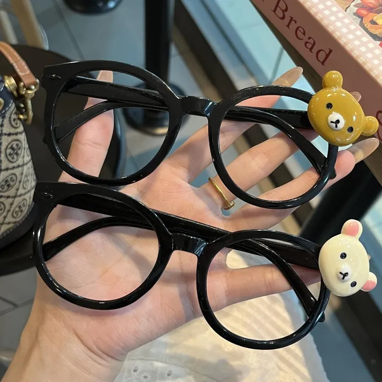 塑料日系可爱古早轻松熊眼镜大黑框显脸小亚文化萌装饰拍照二次元