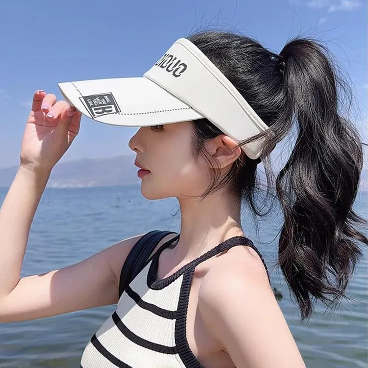 ++夏季防紫外线遮阳帽冰丝女士空顶棒球帽户外新款百搭时尚鸭舌帽