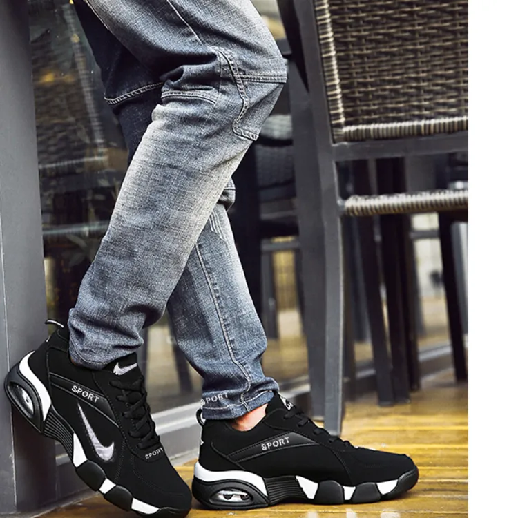 2025而寸克秋冬皮面防水运动男鞋舒适软底休闲鞋男气垫减震跑步鞋