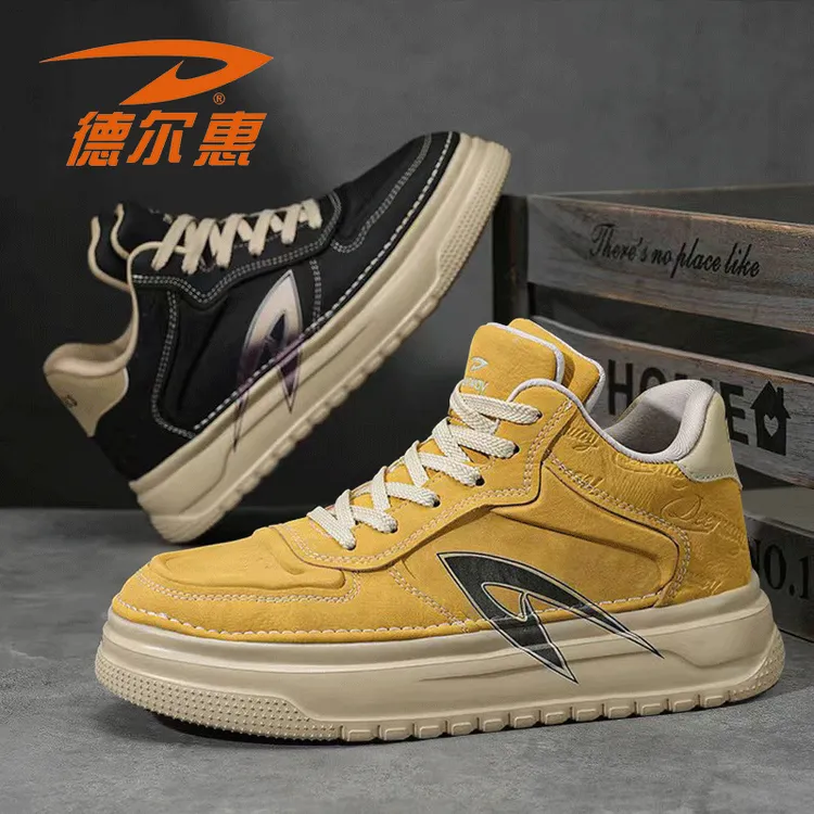 德尔惠男鞋秋冬季情侣经典复古休闲鞋青少年百搭高帮男士休闲板鞋