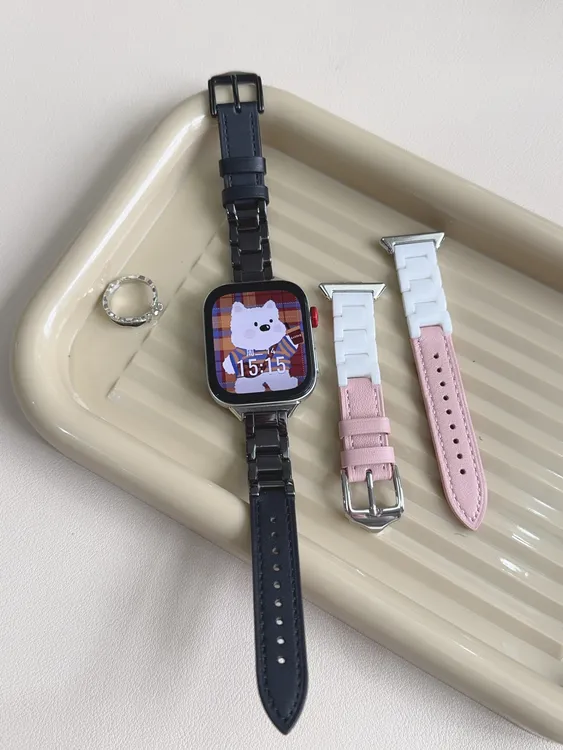 表带适用华为fit3陶瓷拼真皮fit2日常百搭华为手环9替换腕带8代等