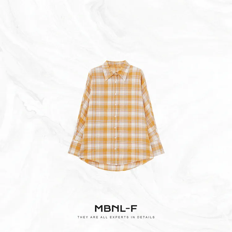 MBNL-F "小黄衬衫" 100%亚麻法式翻领格纹衬衫 秦磊XM-XCY039