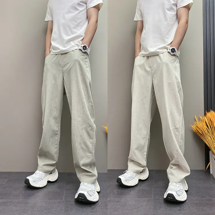 美式纯色夏季薄款痞帅高街网红ins宽松哈伦直筒男士休闲长裤子男