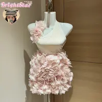 梦境花落/重工立体手工花贵气生日裙礼服裙连裆两件套装女