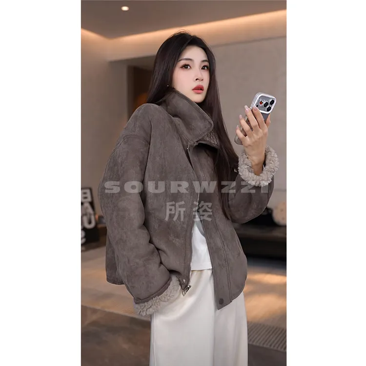 SOURWZZI/所姿新款冬季休闲轻奢时尚女士羊毛外套SZ-25585