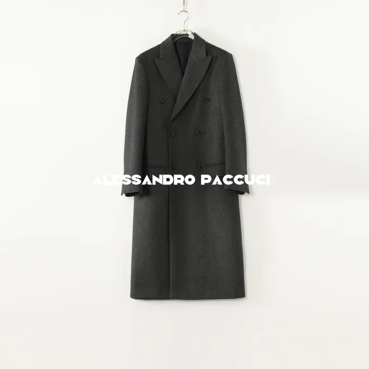 AP洛哥54009DY【限量黑标/雾都遐想】绵羊毛山羊绒双排扣戗驳领大衣