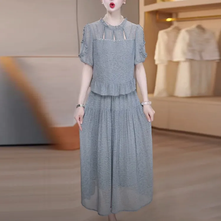 琉璃丝高级感品质女装2025夏季新款遮肉显瘦洋气质假两件连衣裙子