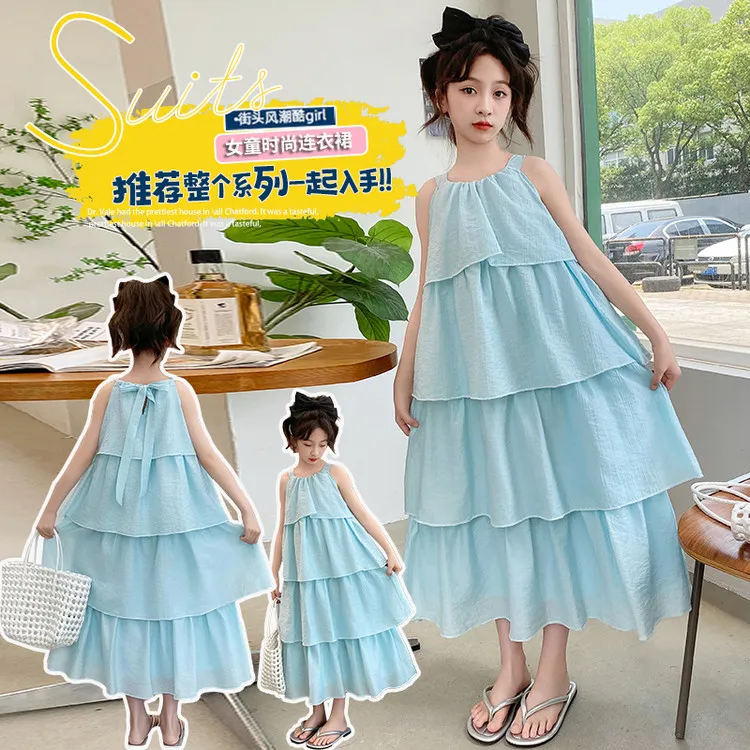 宝宝街头风吊带蛋糕裙新款韩版洋气女孩夏季小清新气质荷叶边仙