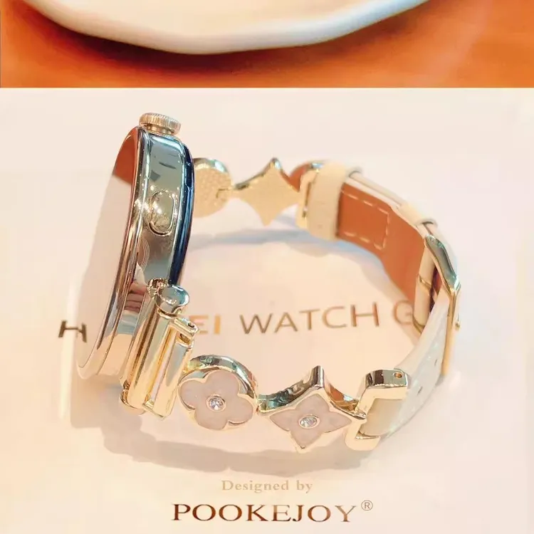 新款千金感金属鎏金皮质表带适用华为GT5watch43proGT4/gt32/Fit3