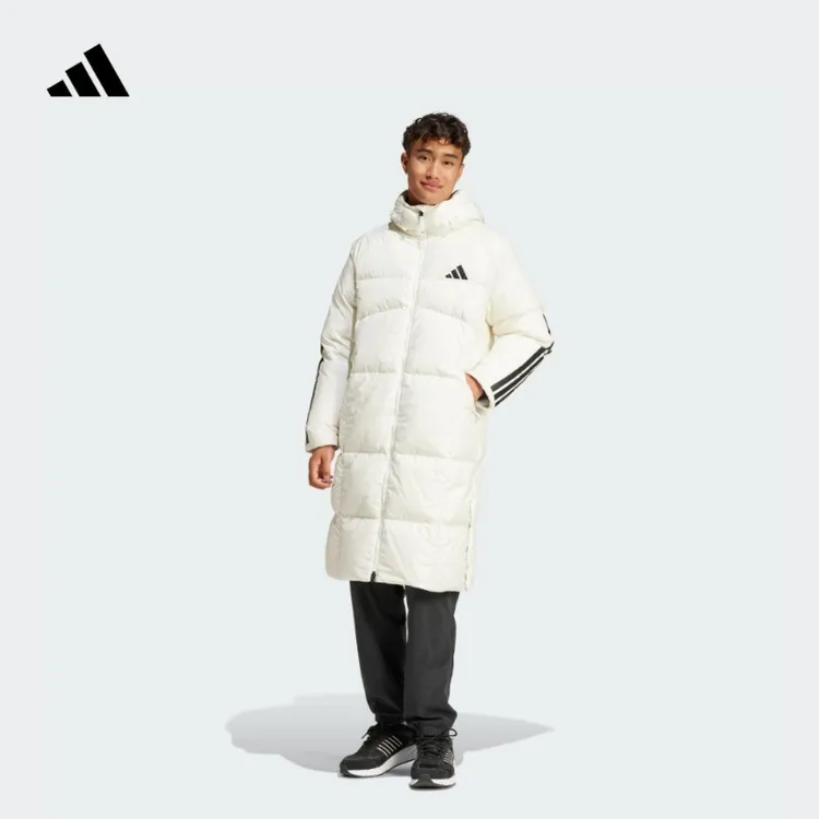 阿迪达斯新年战袍暖「芯」科技600蓬长款保暖连帽鸭绒羽绒服 JG3838