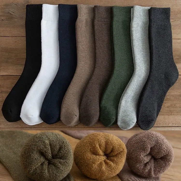 恒源祥袜子男加厚款保暖毛圈袜冬季袜子长筒袜吸汗男士高筒毛巾袜