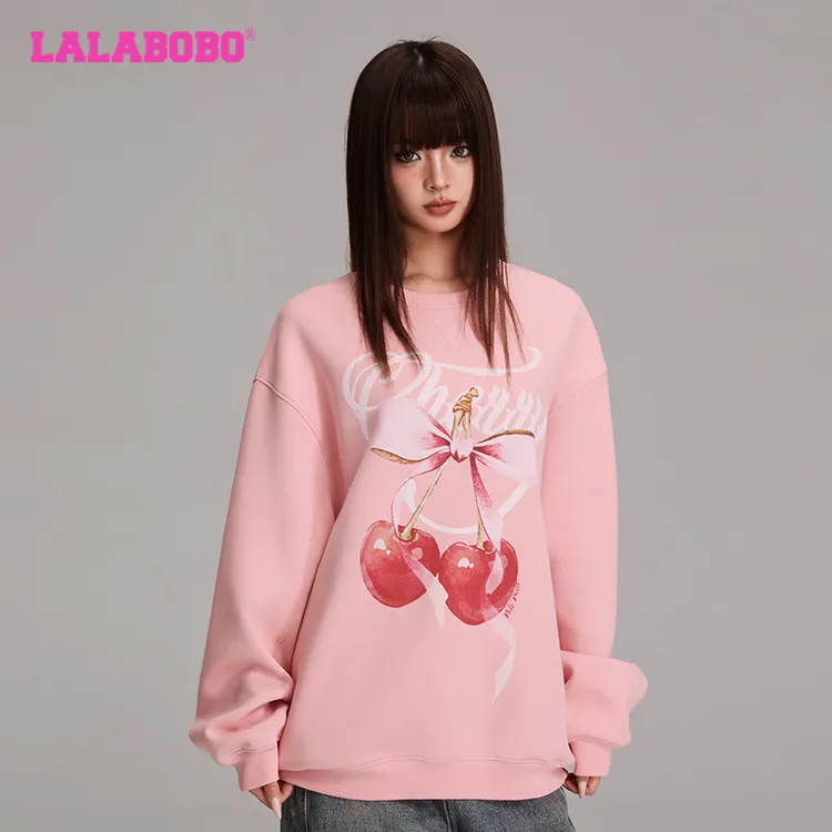 8033【金金咪】LALA圆领宽松卫衣休闲显瘦百搭上衣RBDC-TS15