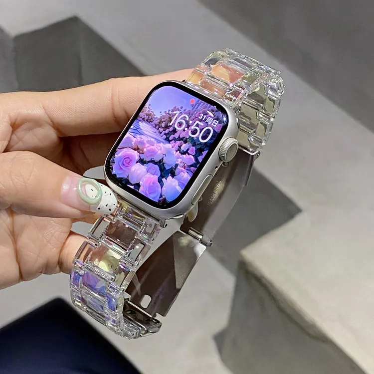 适用于applewatchs11苹果手表10透明镭射iwatchs9夏季树脂女8