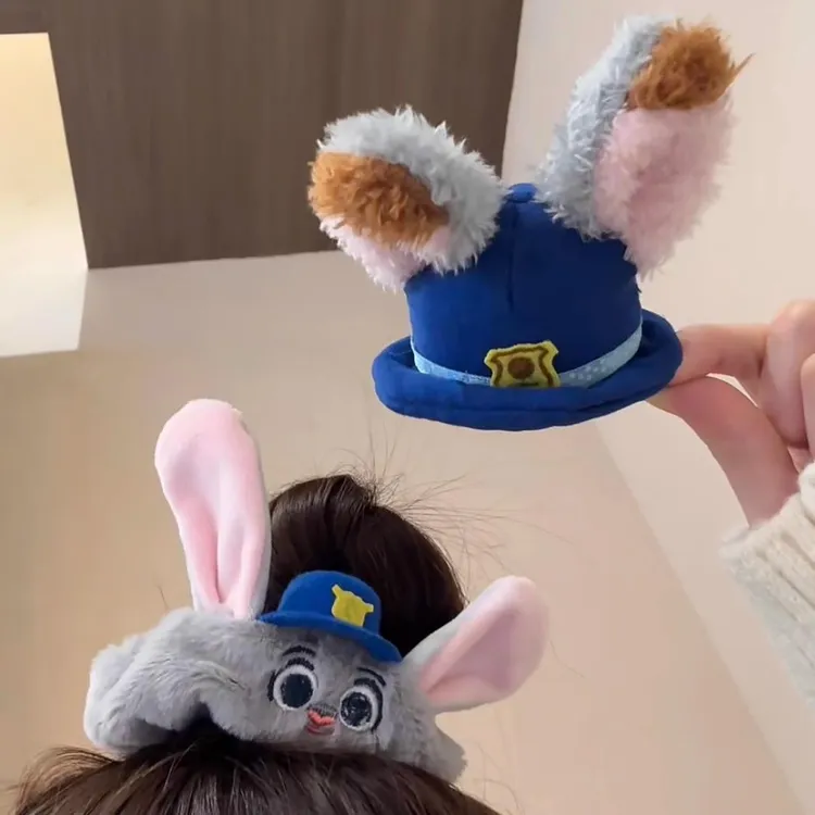 疯狂动物城毛绒发饰尼克狐尼克朱迪发圈发夹新款超萌可爱侧边夹女