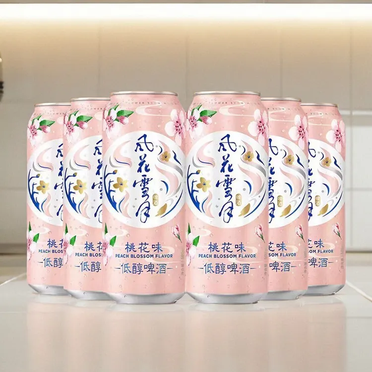 风花啤酒云南大理经典淡爽小麦黄啤【桃花果味】 500mlx6罐装一整箱