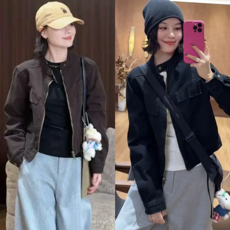 爆款设计感立领短款牛仔外套女装2025秋季流行超好看休闲夹克上衣
