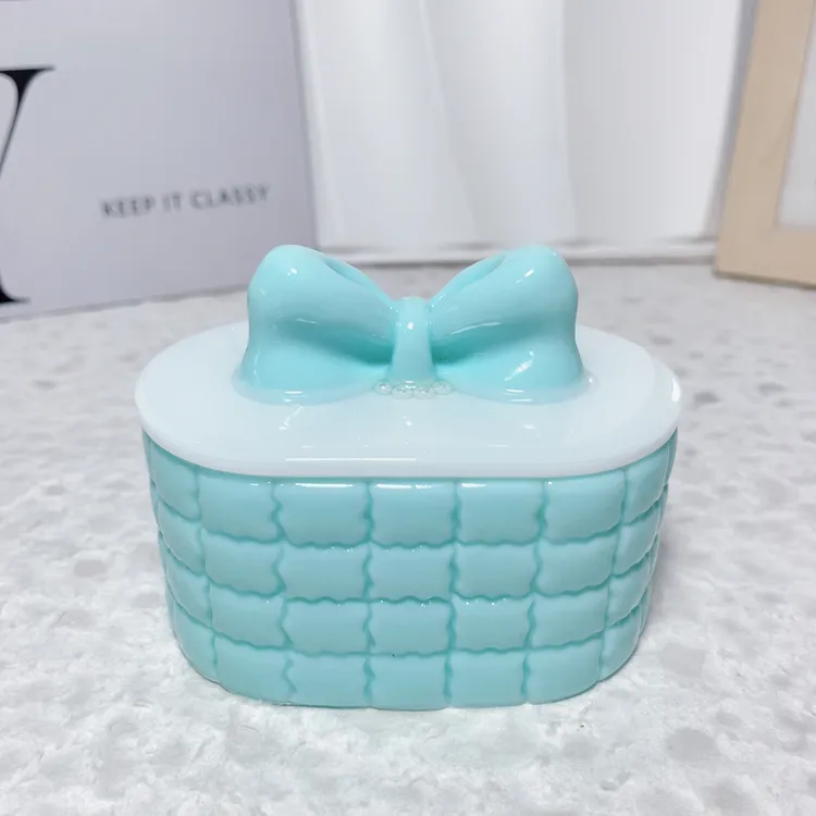 不午休的猫DIY手作滴胶成品面包纹蝴蝶结收纳盒